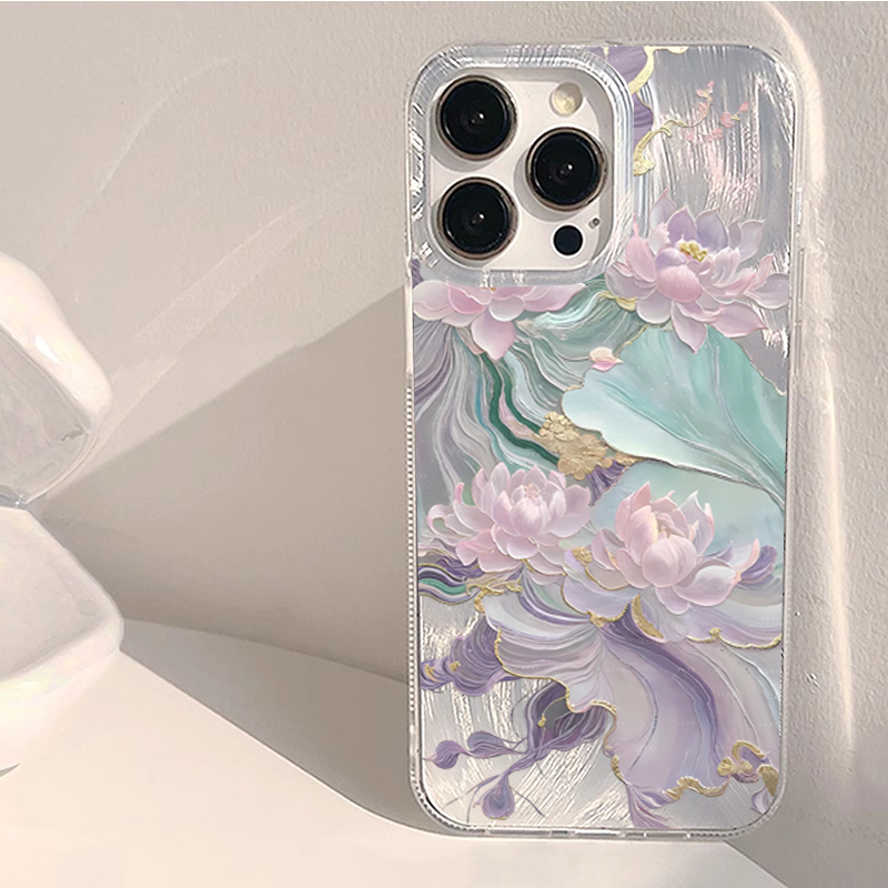 Phone Cases Otterbox - Dreamy Purple Lotus Print Aesthetic Phone