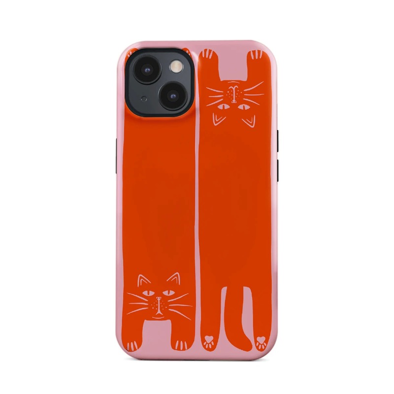 Phone Cases Orange - Orange Cat Pattern Phone Case for