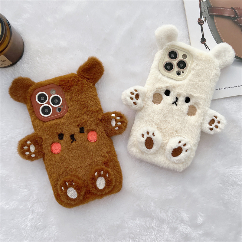 Korean 3D Cartoon Bear Fluffy  - đánh giá và giá Phone Cases Iphone 11