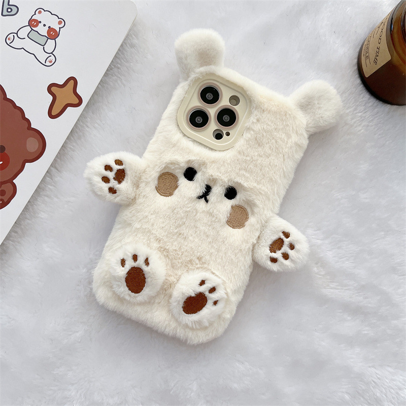 Korean 3D Cartoon Bear Fluffy  - đánh giá và giá Phone Cases Iphone 11