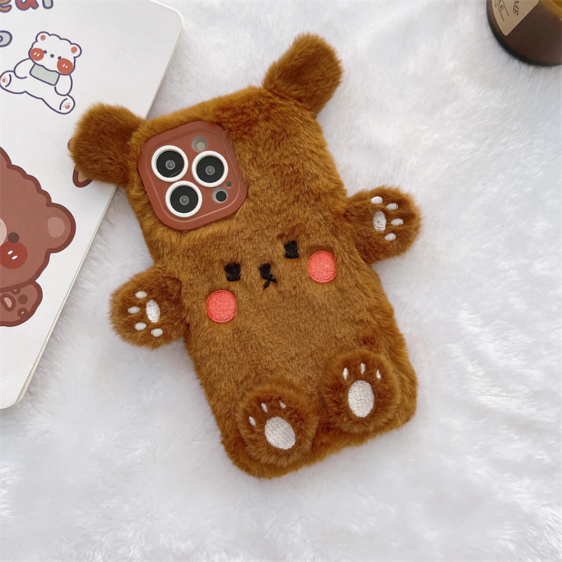 Korean 3D Cartoon Bear Fluffy  - đánh giá và giá Phone Cases Iphone 11