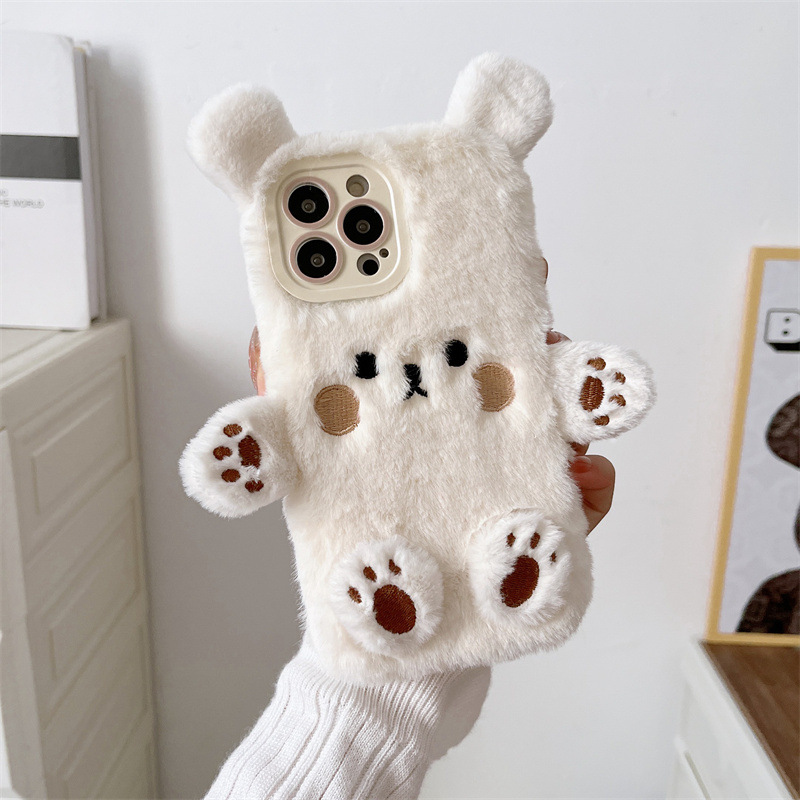 Korean 3D Cartoon Bear Fluffy  - đánh giá và giá Phone Cases Iphone 11