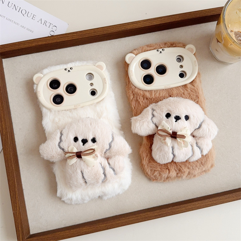 3D Cartoon Bowknot Puppy Warm  - đánh giá và giá Phone Cases Iphone 11