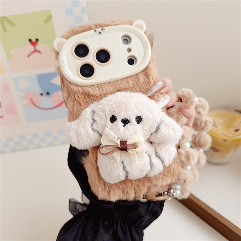 3D Cartoon Bowknot Puppy Warm  - đánh giá và giá Phone Cases Iphone 11