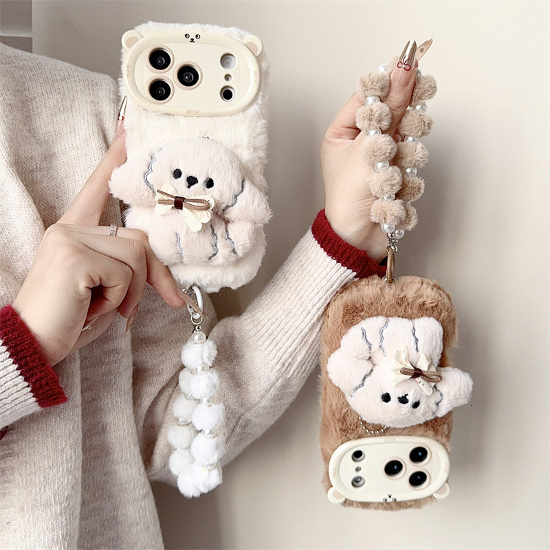3D Cartoon Bowknot Puppy Warm  - đánh giá và giá Phone Cases Iphone 11