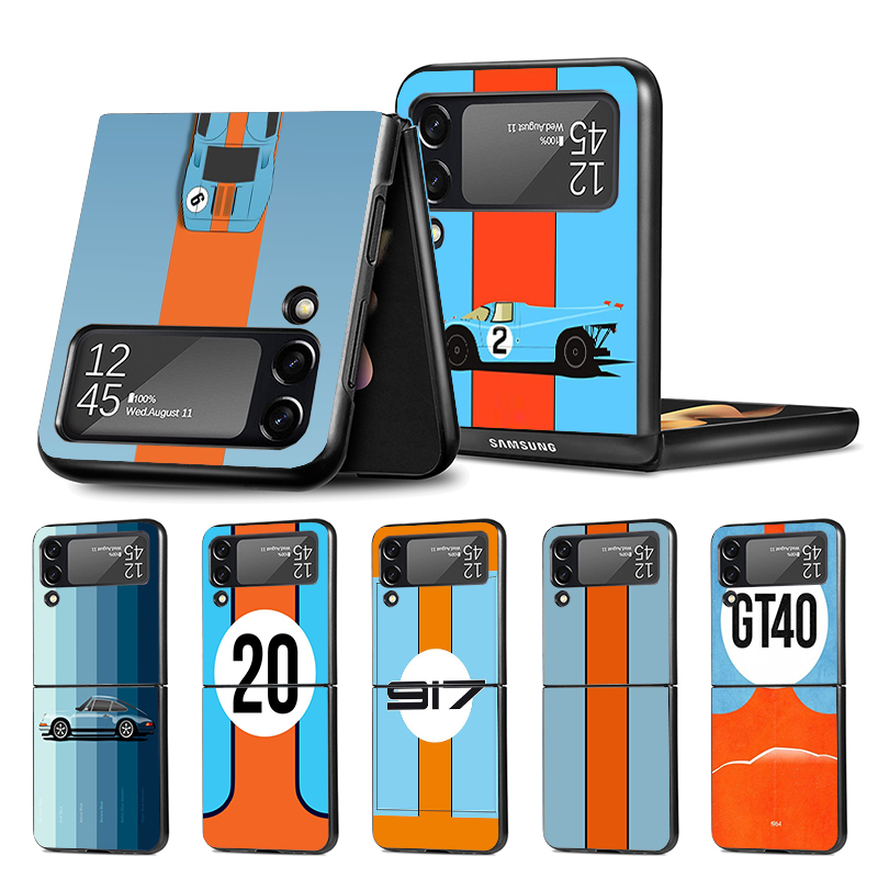 Car Blue Orange Stripe Z Flip  - đánh giá và giá Phone Cases Orange